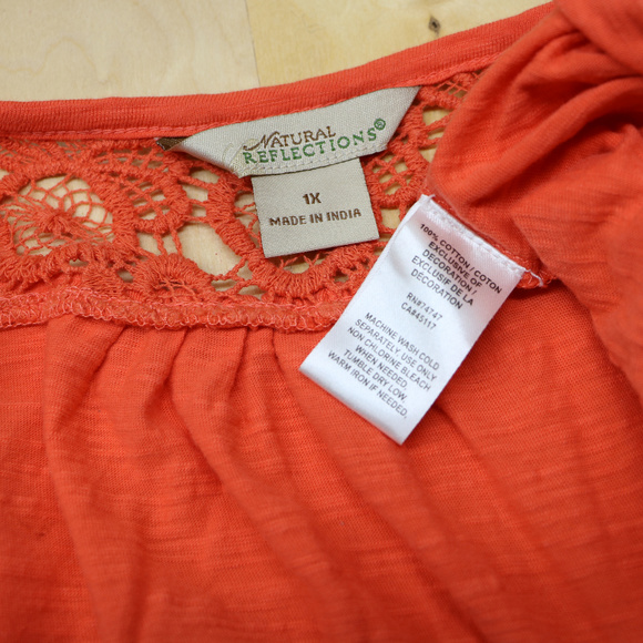 Natural Reflections Deep Orange Vneck Blouse 1X - Picture 5 of 8